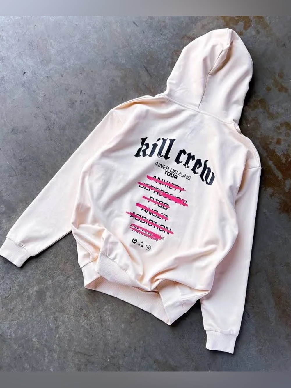 NWOT Kill Crew Inner Demons Tour Hoodie in Cream Size XL